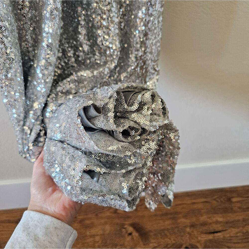 Revelry Silver Sequin Tori Gown Sz 8 - Picture 5 of 15